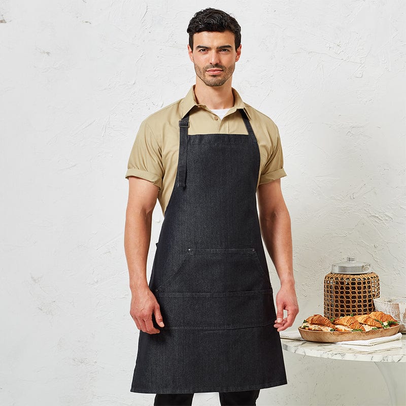 Denim with Abstract Design. sold Full-length,Reversible,Bib Apron