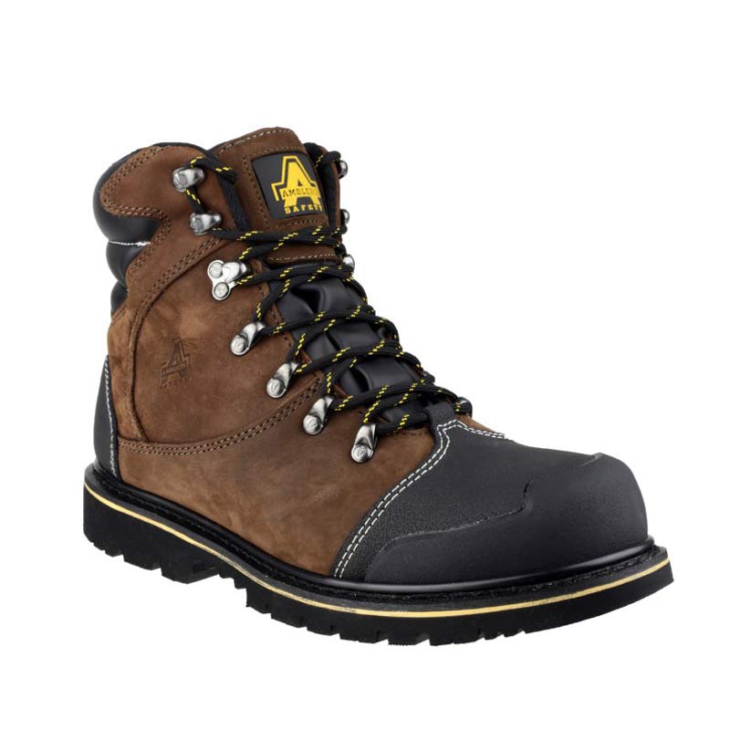 amblers brown waterproof boot s3 fs227 welded rubber midsole