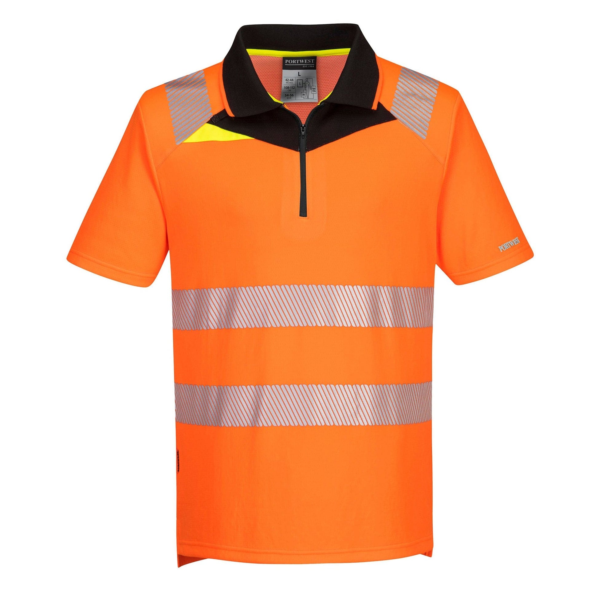 dx412 hi vis zip polo shirt orange front