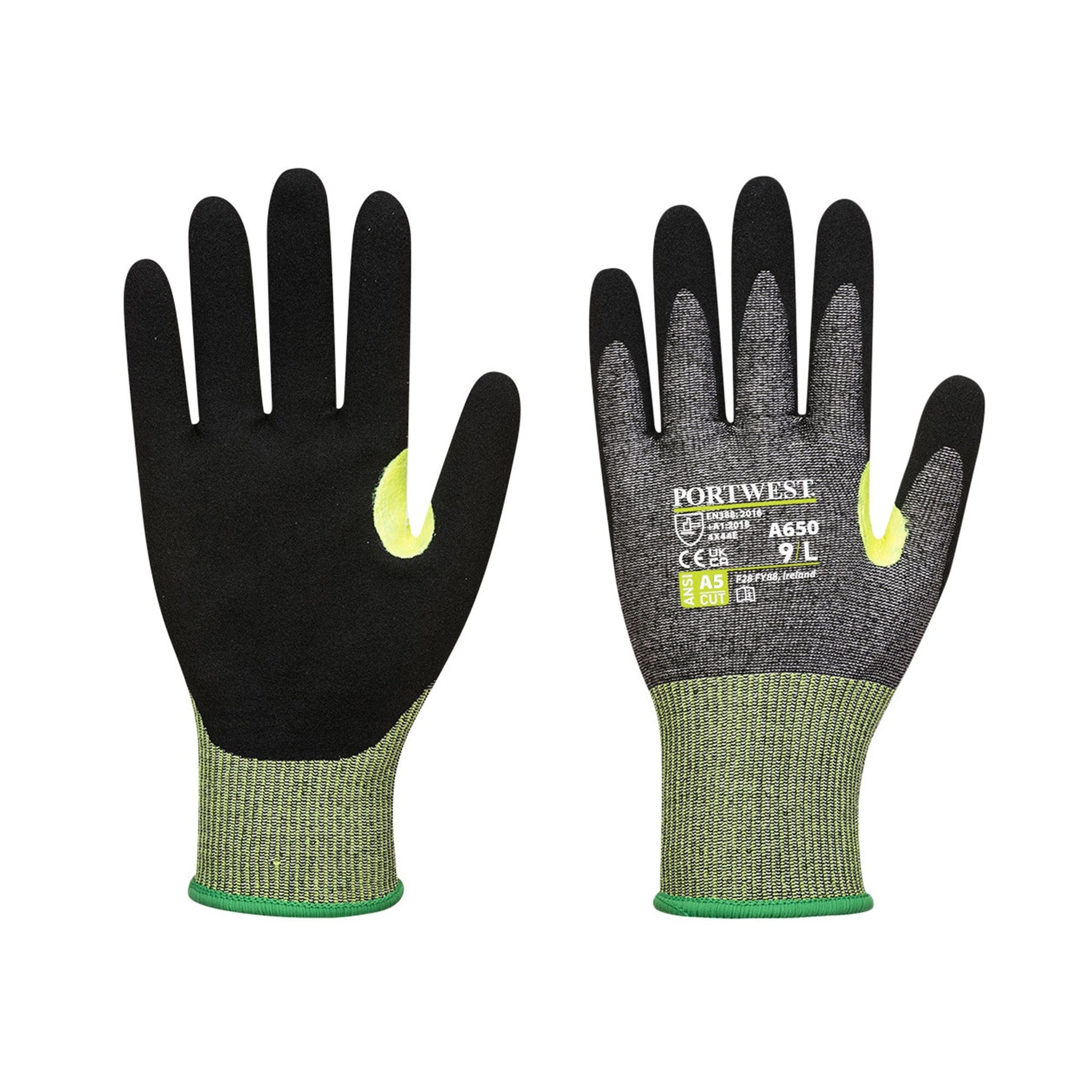 Portwest CS Cut Nitrile Gloves A650 - Grey/Black Double