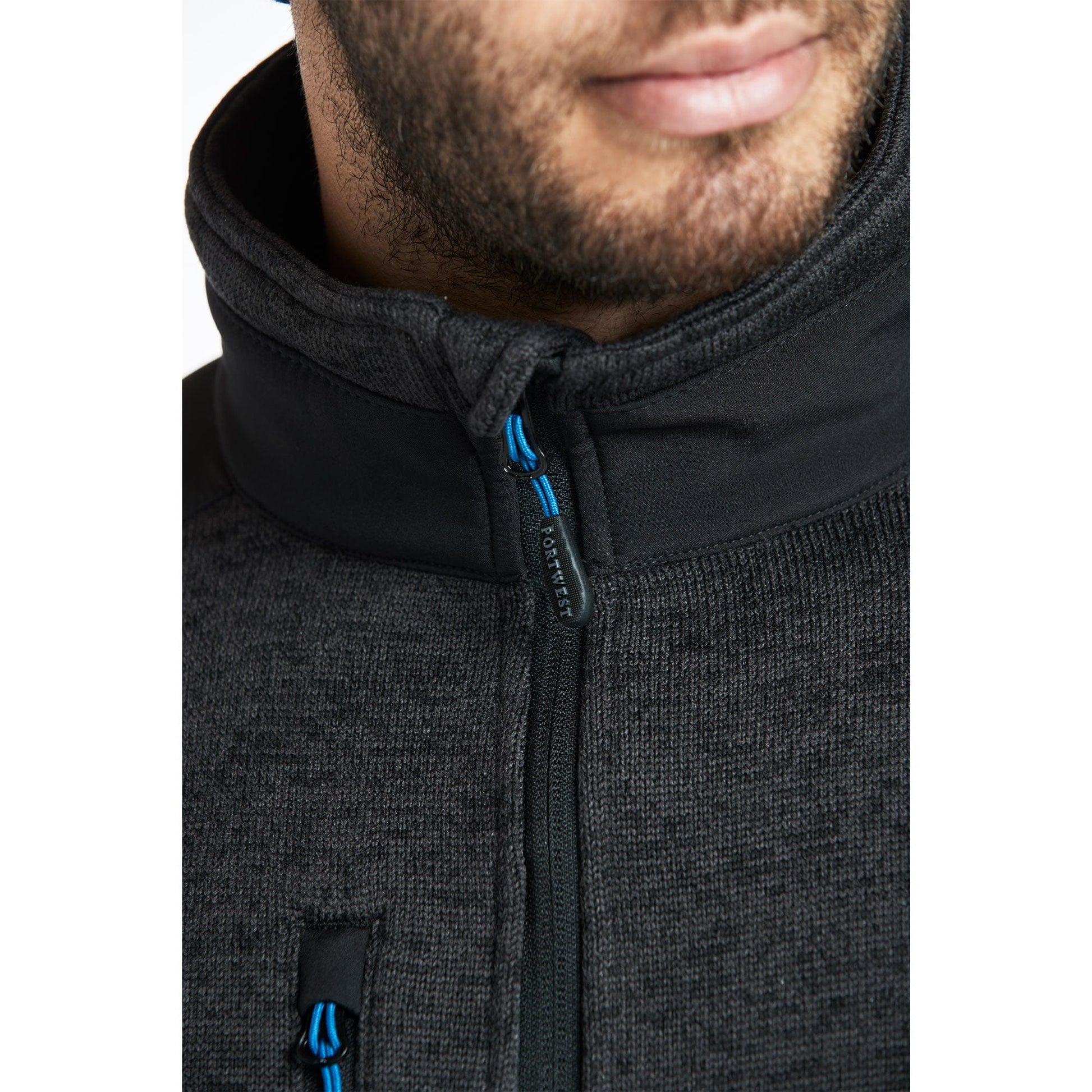 portwest kx3 performence fleece t830 grey marl close up zip