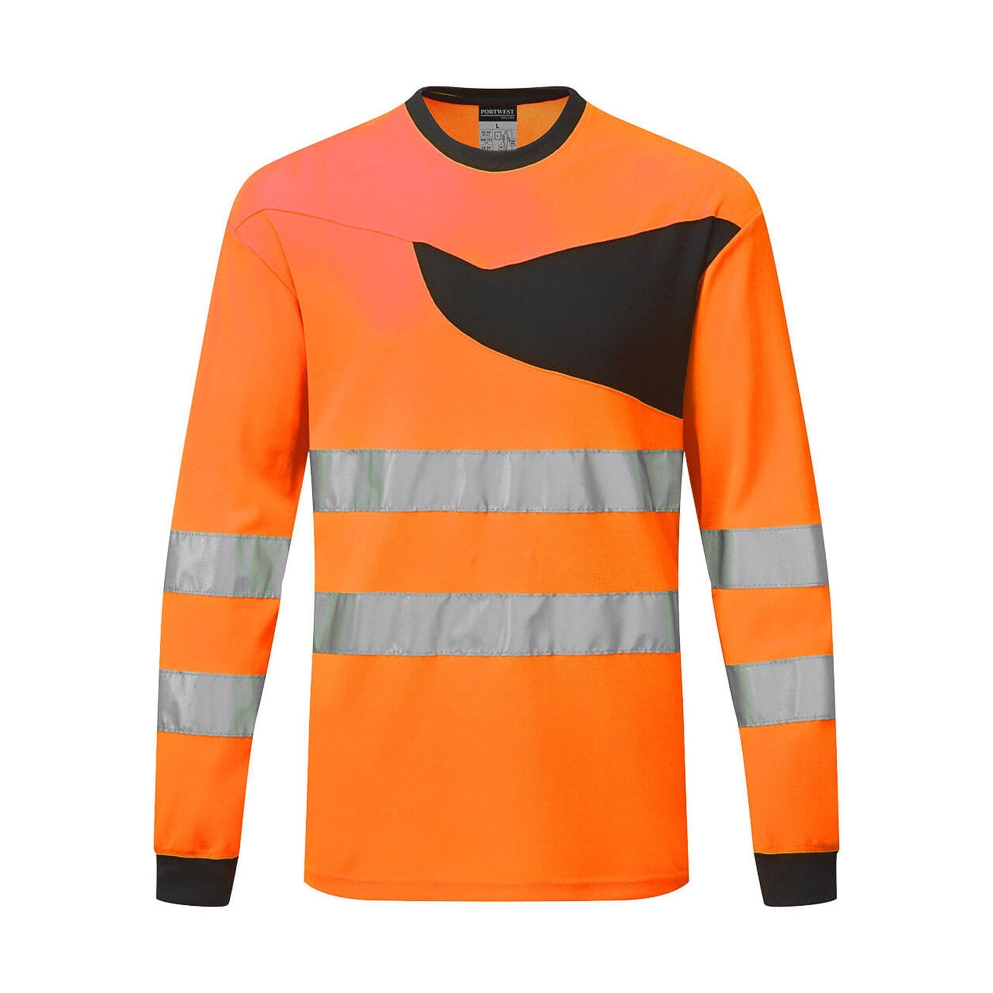 Portwest PW2 Hi Vis Long Sleeve T-Shirt PW221 Orange/Black