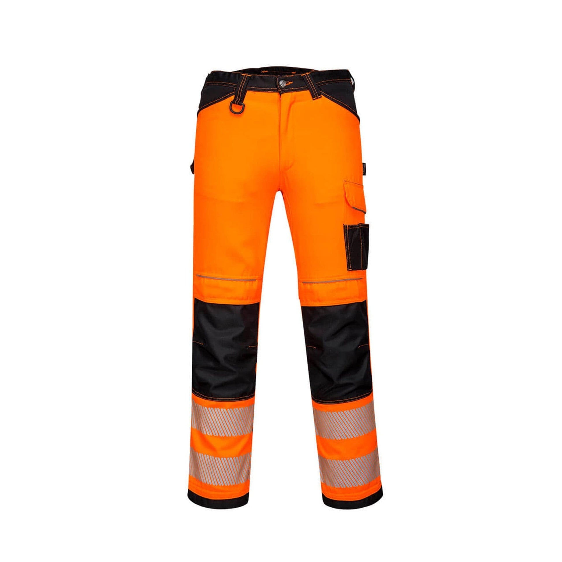 Portwest PW3 Hi-Vis Lightweight Stretch Work Trousers PW303 Orange/Black