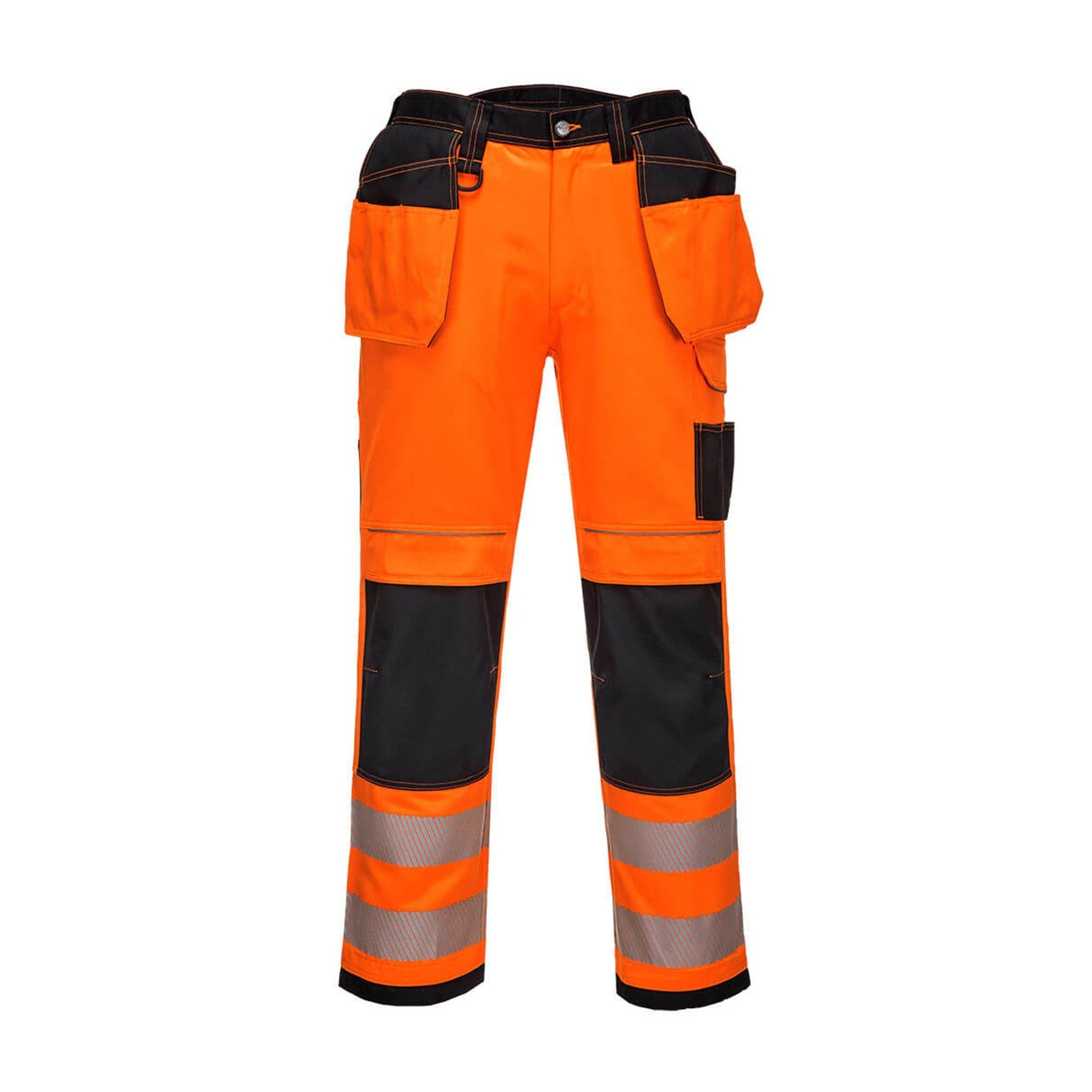 Portwest PW3 Hi-Vis Stretch Holster Pocket Trousers PW306 Orange/Black