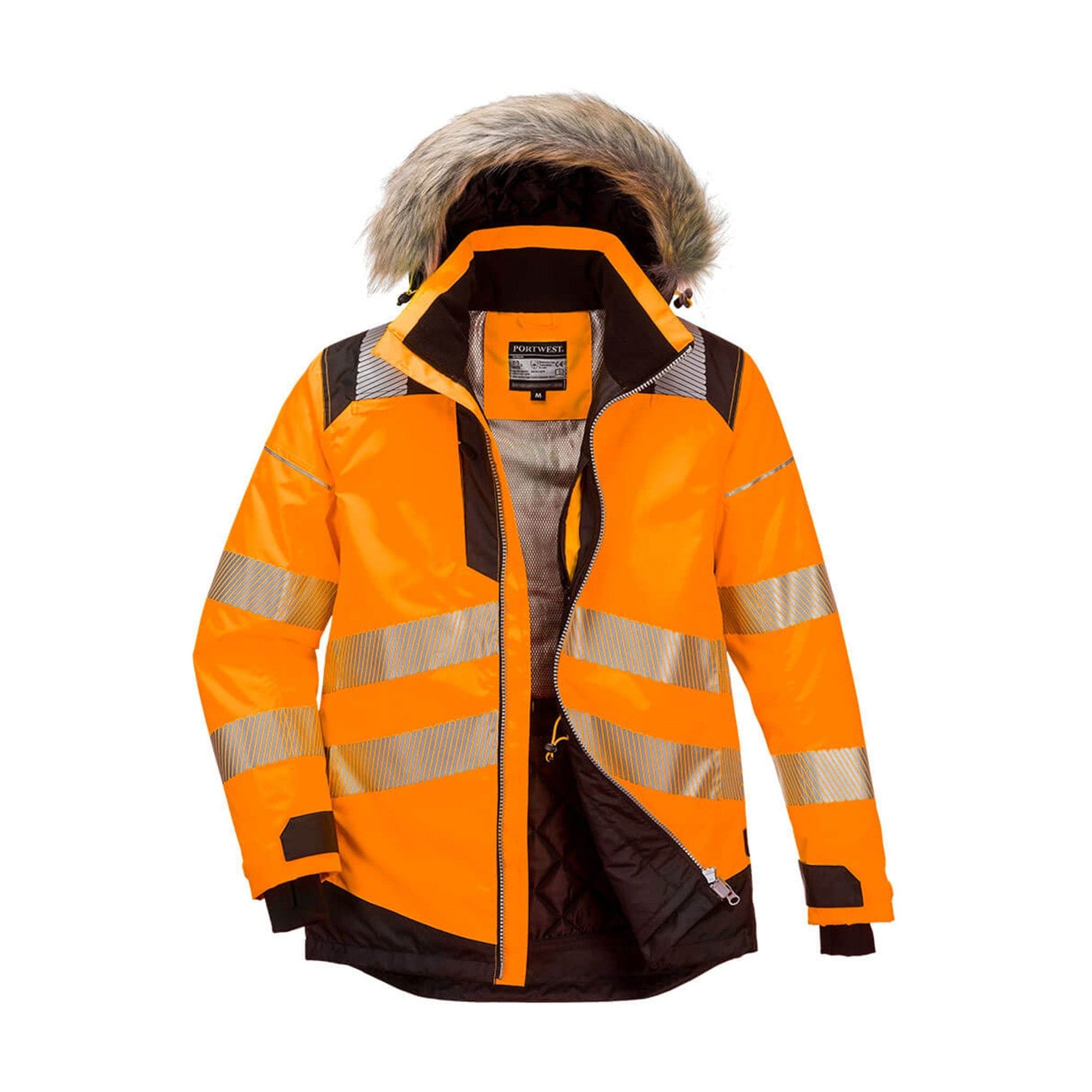 Portwest PW3 Hi-Vis Winter Parka Jacket PW369 Orange/Black