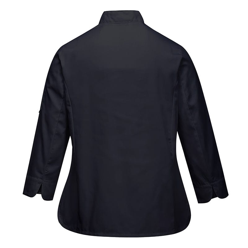 portwest rachel ladies chefs jacket back black