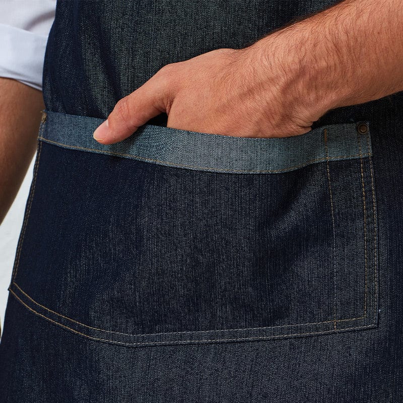 premier jean stitch denim apron pr126 pocket close up