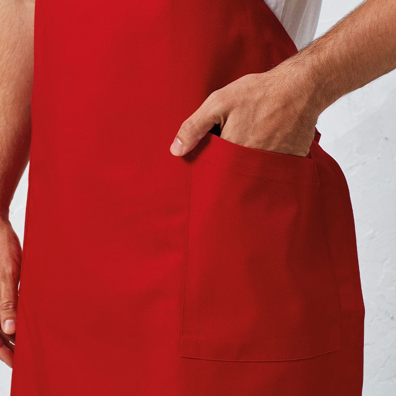 red premier pr120 apron model close up pocket