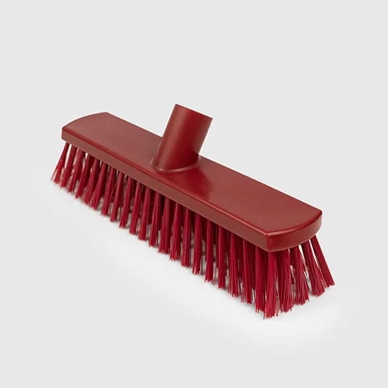 stiff red floor cleaning brush