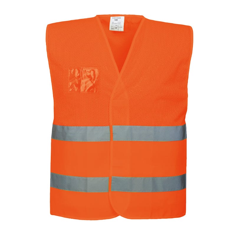 Orange mesh clearance safety vest